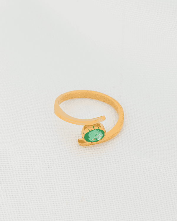 Anillo de Compromiso en Oro con Esmeralda - Imagen 2
